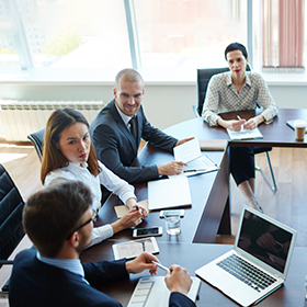 business people at panel discussion