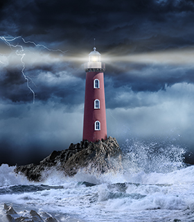 light house in a storm