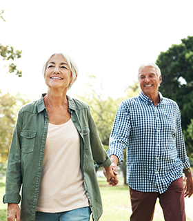 Older couple walking