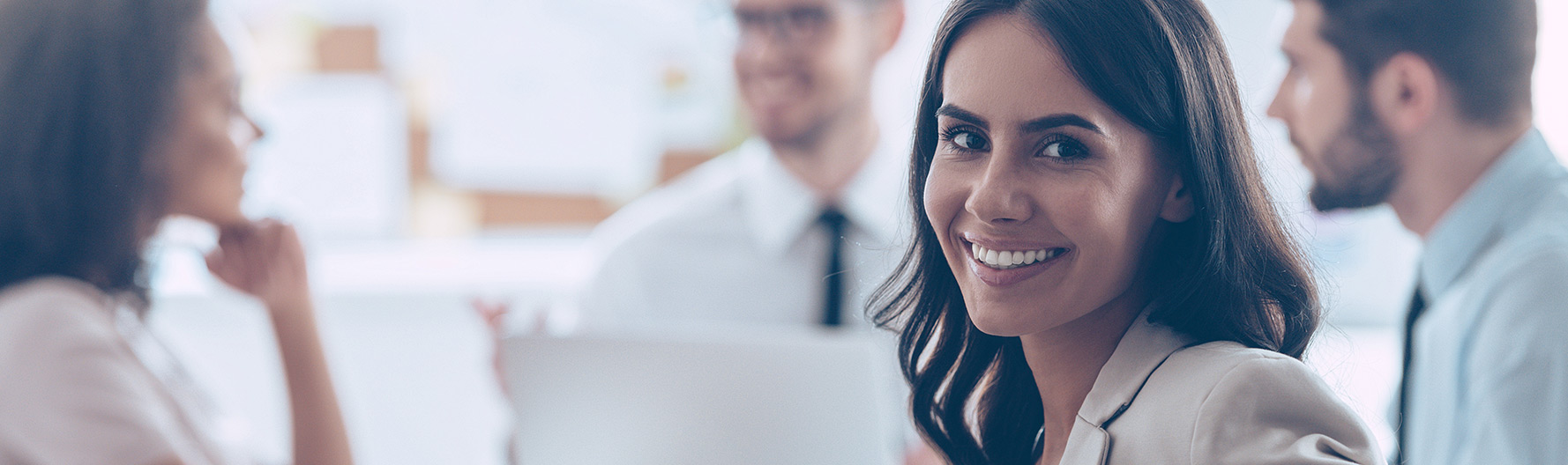 Woman feeling satisfied with her team