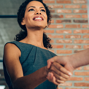 business woman shaking hands