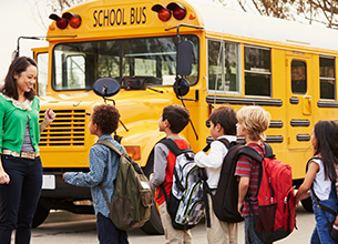 school children boarding school bus