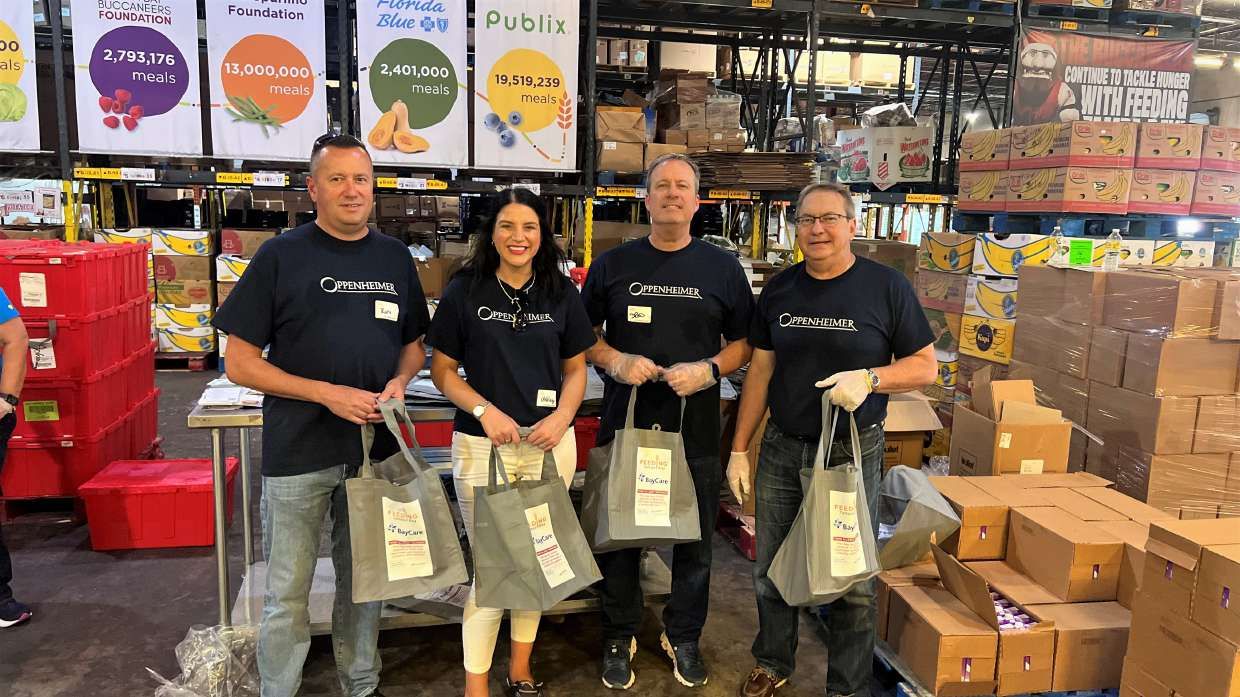 Volunteers at their local food bank