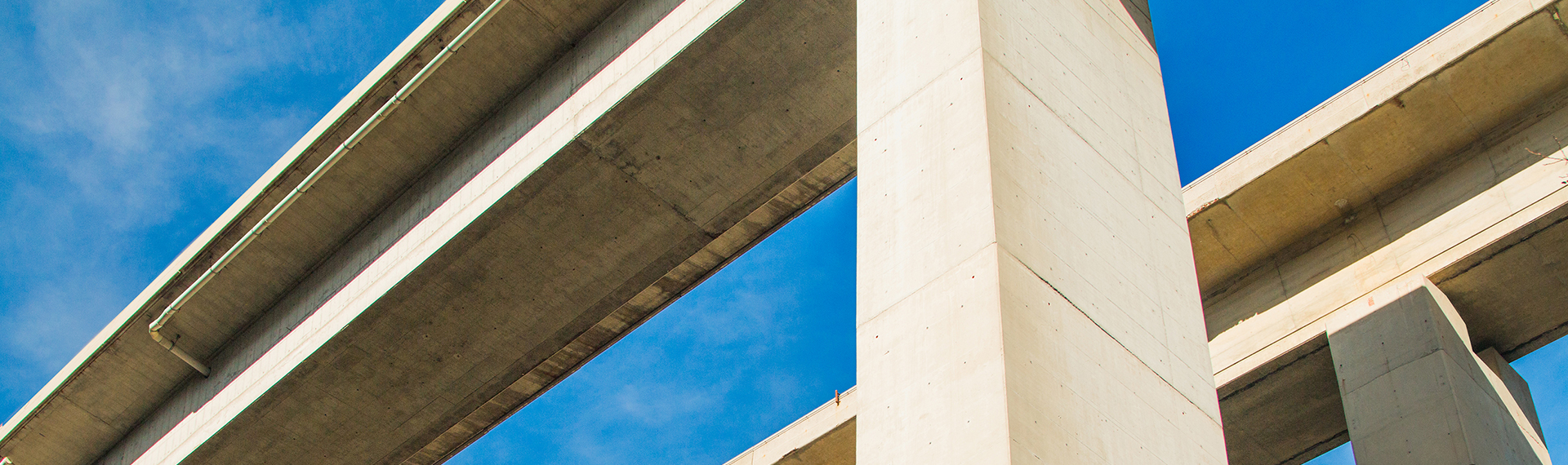 bottom view of concrete highway section 