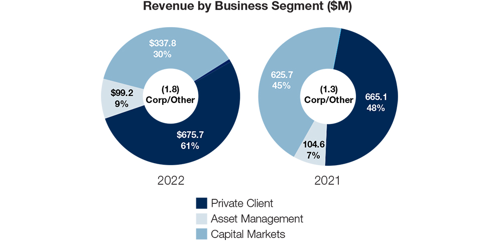 Revenue by business segment comparison