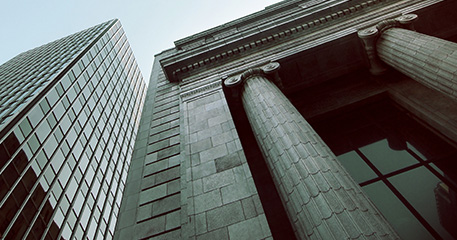 financial building with columns