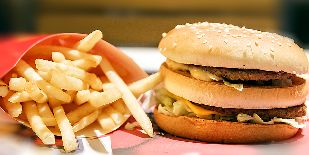 Hamburger and fries