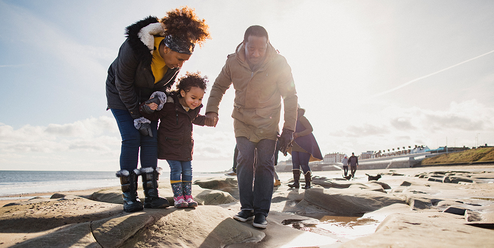 family on the beach