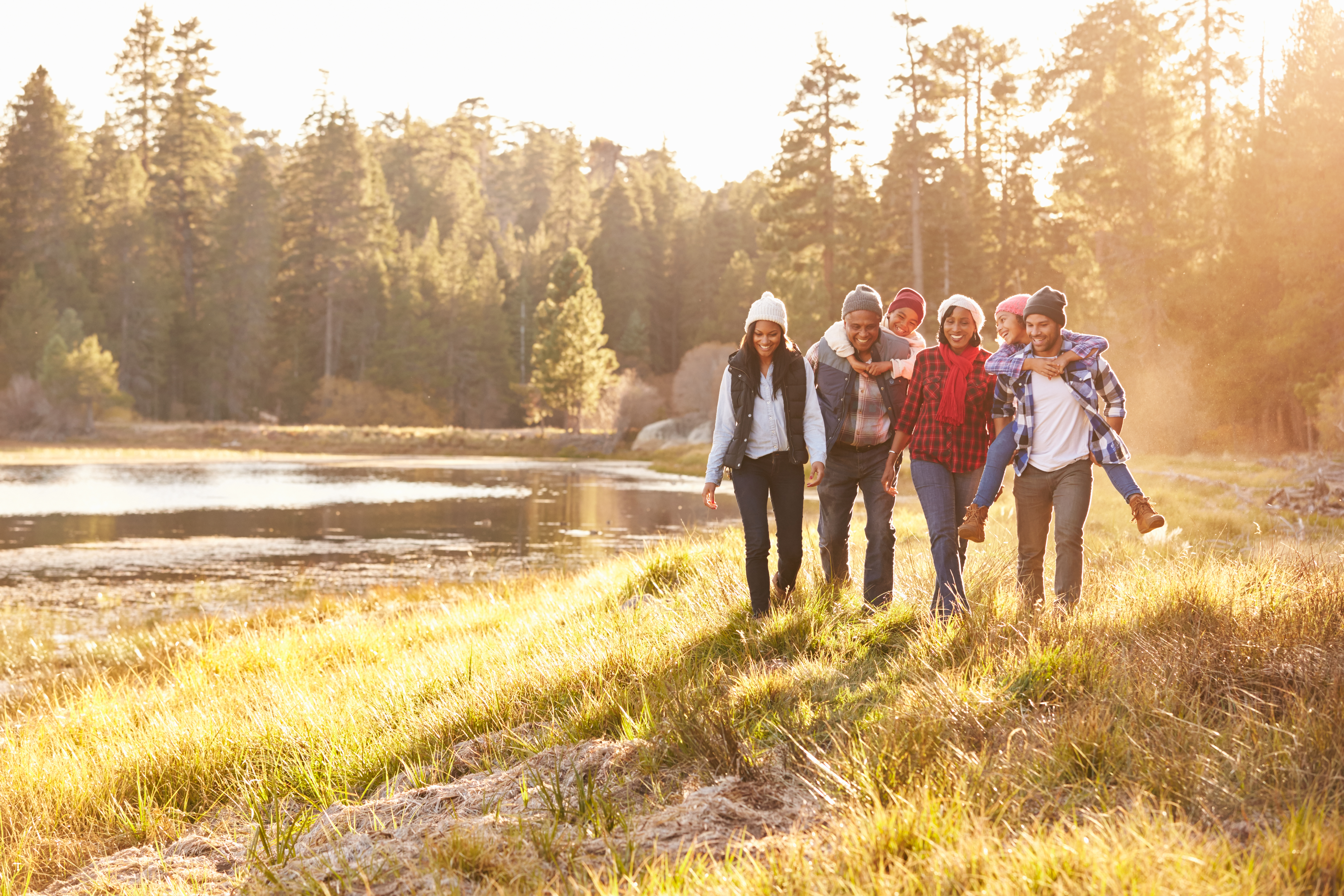 family walking outdoors