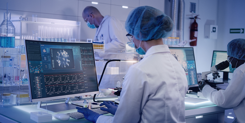 woman in medical lab