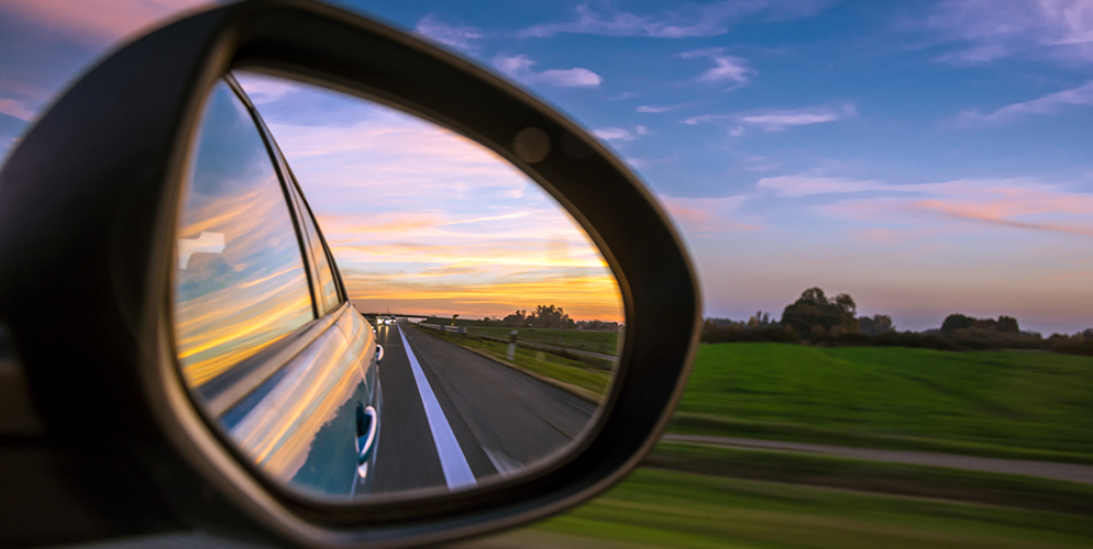 rearview mirror of car