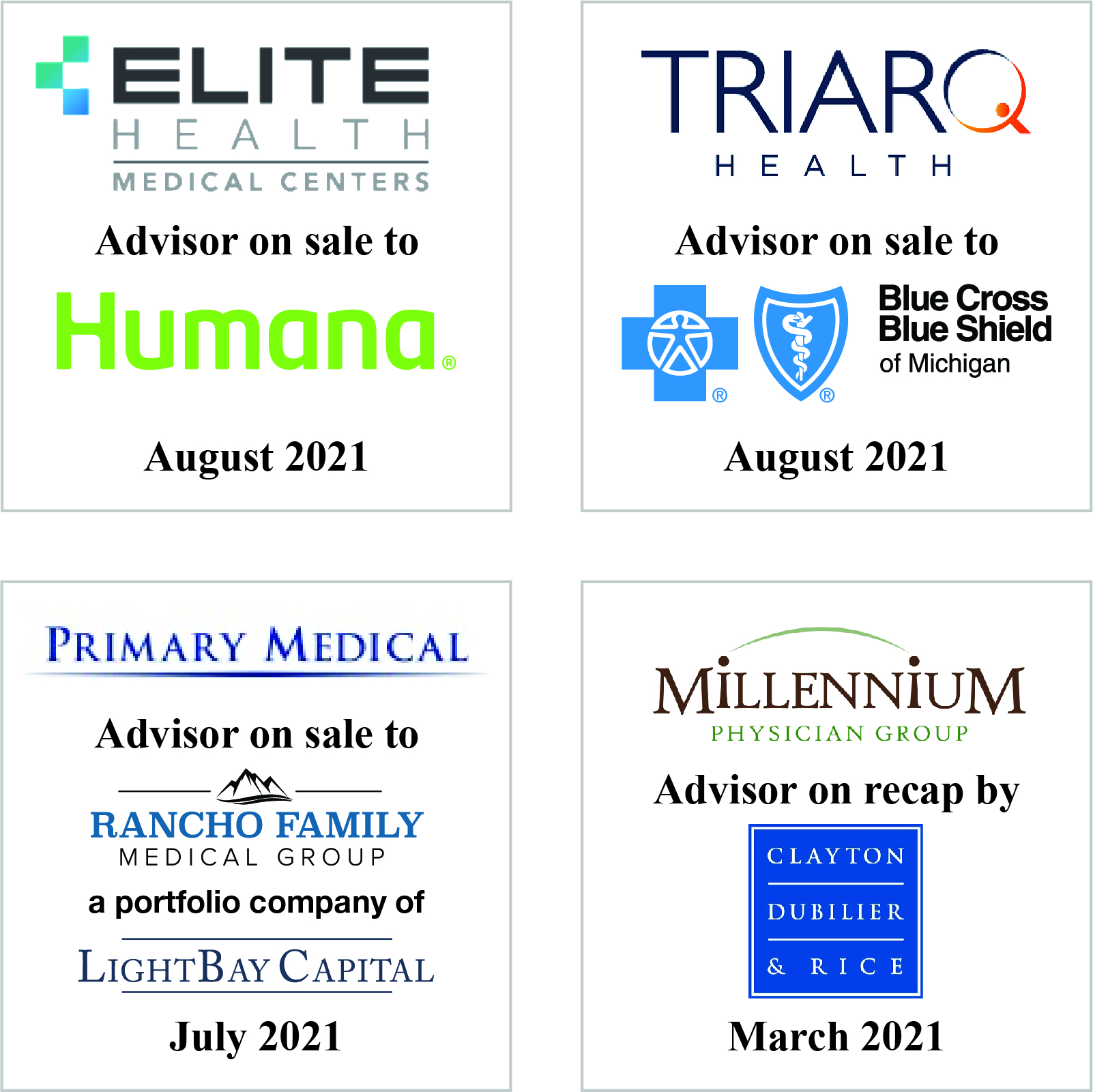healthcare investment banking tombstones