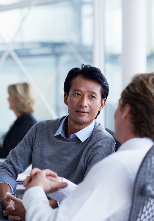 two people meeting