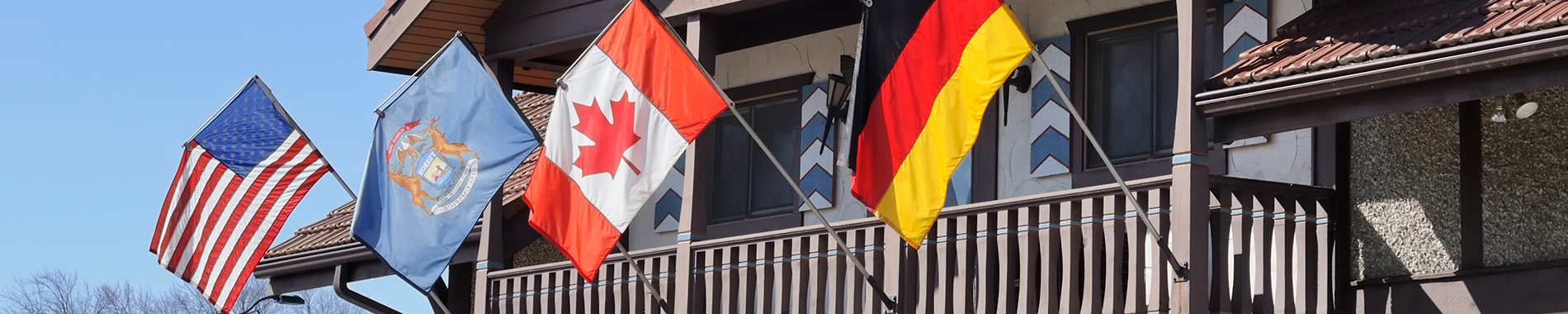 Flags flying in the downtown Frankenmuth