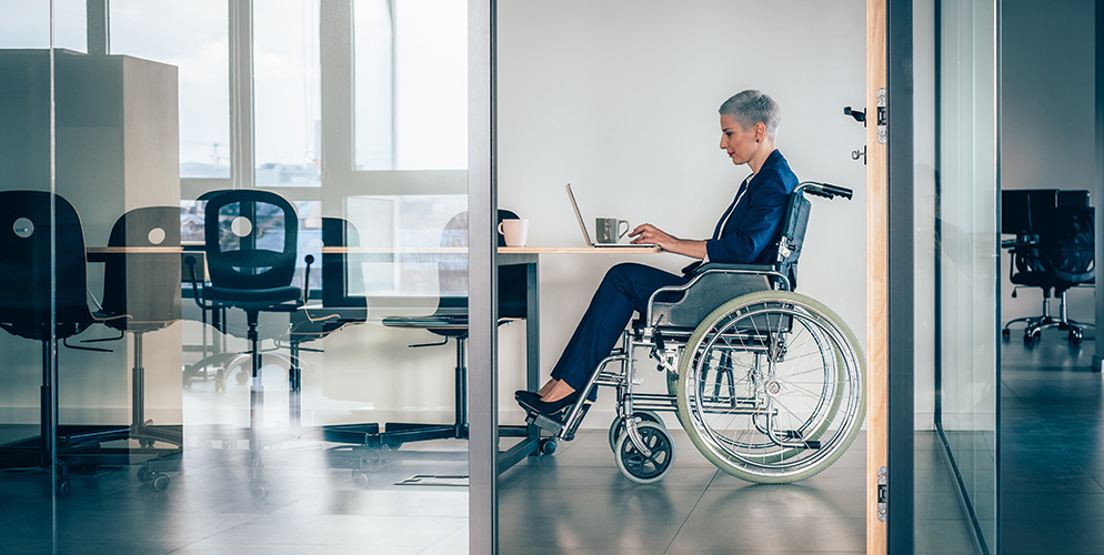 disabled woman working