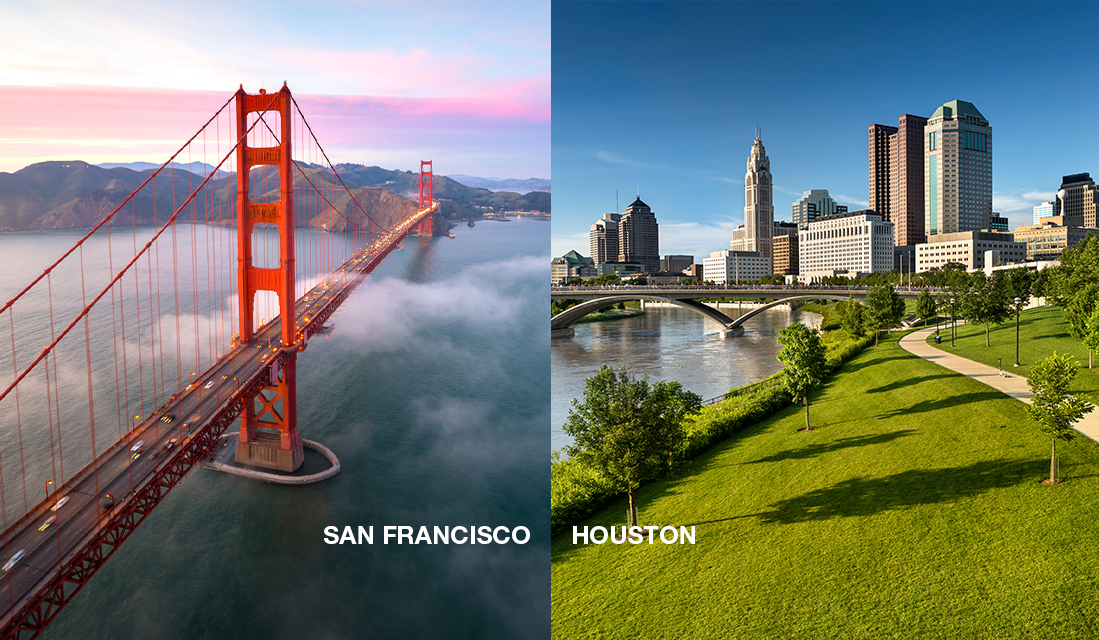 houston and san francisco