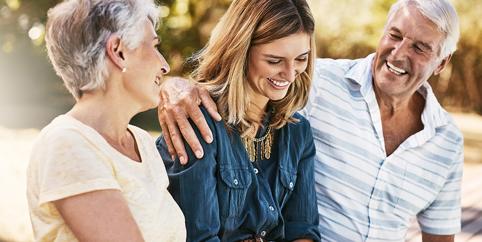 woman and her elderly parents